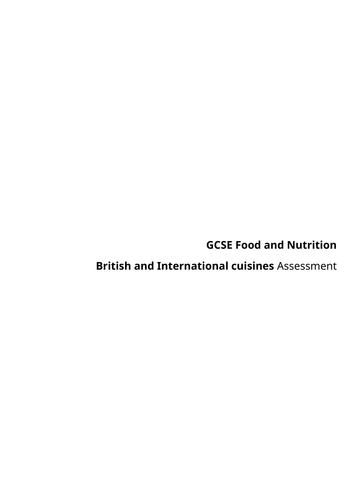 GCSE Food and Nutrition: British and International Cuisines