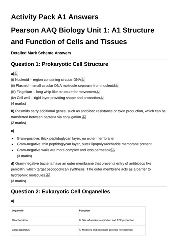 New AAQ Pearson UNIT 1: PRINCIPLES AND APPLICATIONS OF BIOLOGY