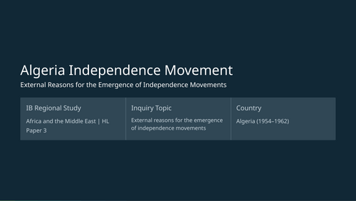 IB History HL Africa - Algerian Independence - External Reasons