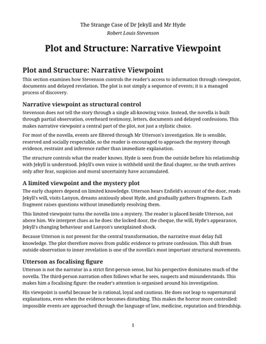 The Strange Case of Dr Jekyll and Mr Hyde – Narrative Viewpoint