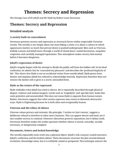 The Strange Case of Dr Jekyll and Mr Hyde – Secrecy and Repression