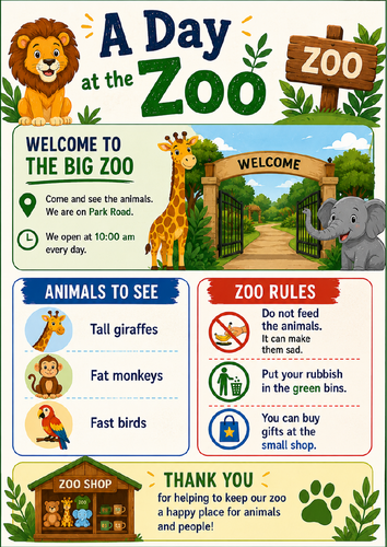 Functional Skills English Entry Level 1 Reading Assessment – A Day at the Zoo