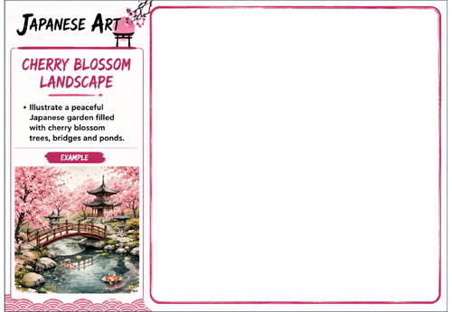 Japanese Art Drawing Challenge | Cherry Blossom Landscape | KS3 Art Cover Lesson | Sakura Worksheet