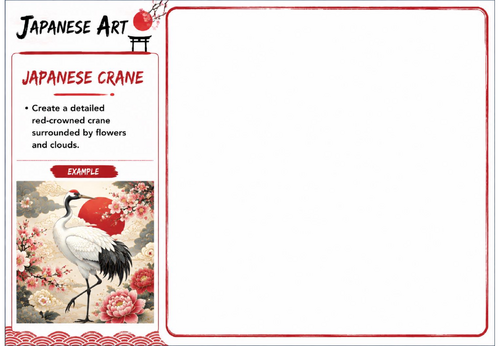 Japanese Art Drawing Challenge | Japanese Crane | KS3 Art Cover Lesson | Wildlife Drawing Worksheet