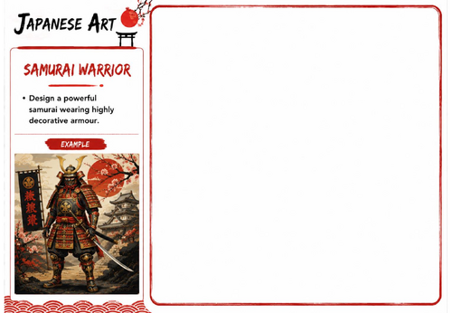 Japanese Art Drawing Challenge | Samurai Warrior | KS3 Art Cover Lesson | Cultural Art Worksheet