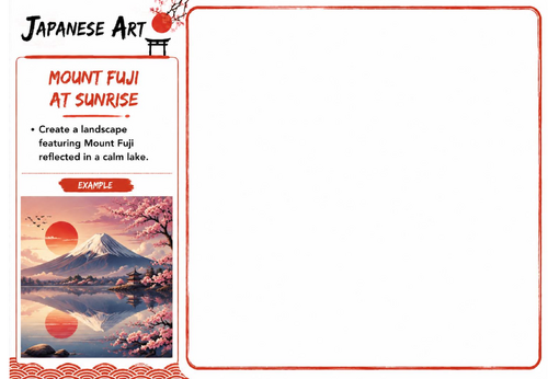 Japanese Art Drawing Challenge | Mount Fuji at Sunrise | KS3 Art Landscape Worksheet