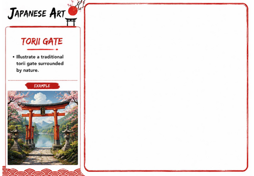Japanese Art Drawing Challenge | Torii Gate | KS3 Art Architecture Worksheet