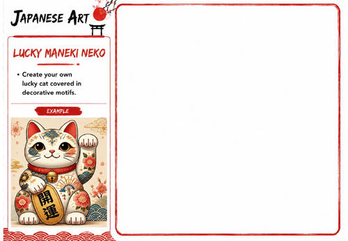 Japanese Art Drawing Challenge | Lucky Maneki Neko | KS3 Art Cultural Worksheet