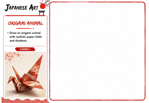 Japanese Art Drawing Challenge | Origami Animal | KS3 Art Drawing Worksheet