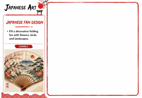Japanese Art Drawing Challenge | Japanese Fan Design | KS3 Decorative Art Worksheet