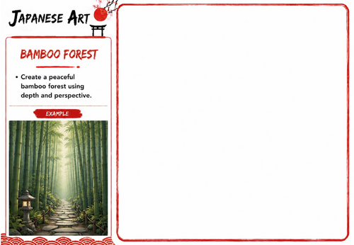 Japanese Art Drawing Challenge | Bamboo Forest | KS3 Landscape Drawing Worksheet