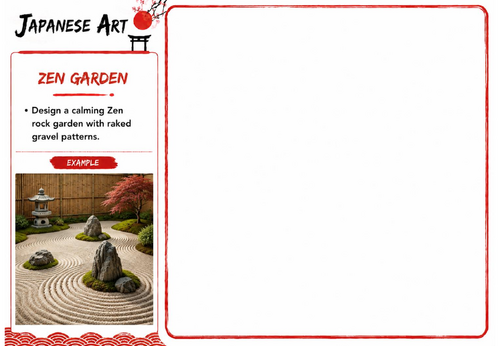Japanese Art Drawing Challenge | Zen Garden | KS3 Art Cover Lesson | Japanese Landscape Worksheet