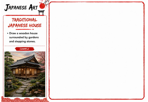 Japanese Art Drawing Challenge | Traditional Japanese House | KS3 Art Architecture Worksheet