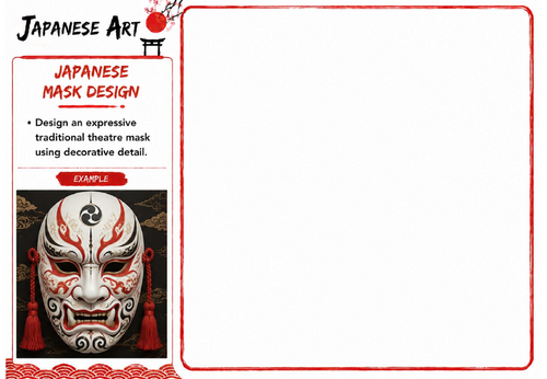 Japanese Art Drawing Challenge | Japanese Mask Design | KS3 Art Cover Lesson | Theatre Mask Workshee