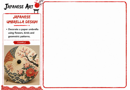Japanese Art Drawing Challenge | Japanese Umbrella Design | KS3 Decorative Design Worksheet