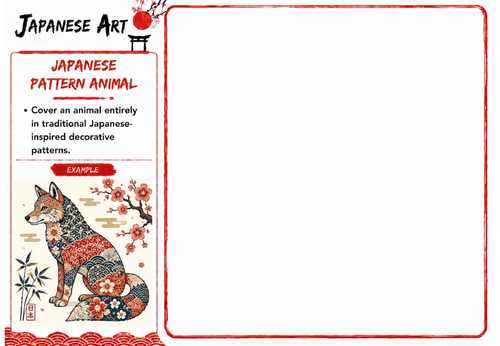 Japanese Art Drawing Challenge | Japanese Pattern Animal | KS3 Pattern Drawing Worksheet