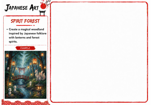 Japanese Art Drawing Challenge | Spirit Forest | KS3 Fantasy Landscape Worksheet
