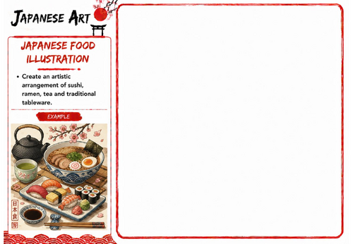 Japanese Art Drawing Challenge | Japanese Food Illustration | KS3 Still Life Worksheet