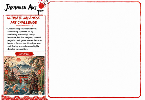 Ultimate Japanese Art Challenge | KS3 Japanese Art Drawing Worksheet | Cultural Art Cover Lesson
