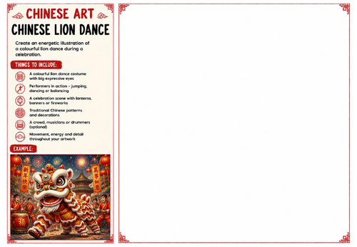 Chinese Lion Dance Worksheet | Chinese Art | KS2 KS3 KS4 Festival Activity