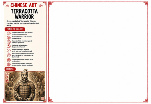 Terracotta Warrior Worksheet | Chinese Art | KS2 KS3 KS4 Historical Art Activity