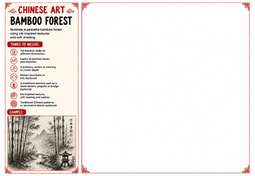 Bamboo Forest Worksheet | Chinese Art | KS2 KS3 KS4 Landscape Drawing