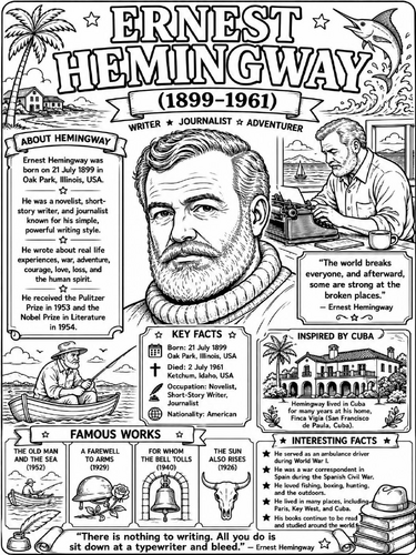 Ernest Hemingway (1899-1961) Poster