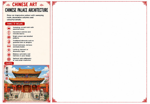 Chinese Palace Architecture Worksheet | Chinese Art | KS2 KS3 KS4 Architecture Drawing