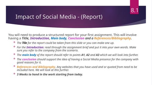BTEC Unit 8 – Business Application of Social Media - Learning Aim A1