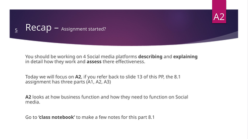 BTEC Unit 8 – Business Application of Social Media - Learning Aim A2