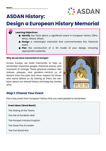 ASDAN History - Design a European Monument