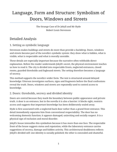 The Strange Case of Dr Jekyll and Mr Hyde – Symbolism of Doors, Windows and Streets