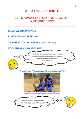 AQA AS/A-Level French pack with answers for Unit 2: La cybersociété