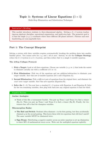 KS5 / AS Level Pure Maths Cover Lesson: Systems of Linear Equations (3 x 3) (No Prep)