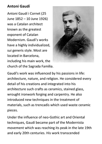 Antoni Gaudí Handout
