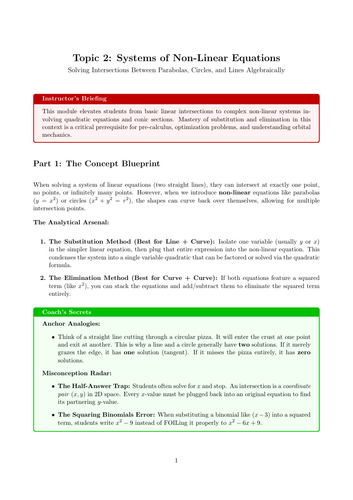 KS5 / AS Level Pure Maths Cover Lesson: Systems of Non-Linear Equations (No Prep)
