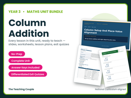 Year 3 Column Addition | Complete Maths Unit | 8 Lessons + Answers | KS2