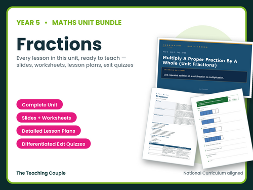 Year 5 Fractions | Complete Maths Unit | 12 Lessons + Answers | KS2