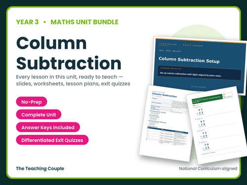 Year 3 Column Subtraction | Complete Maths Unit | 6 Lessons + Answers | KS2