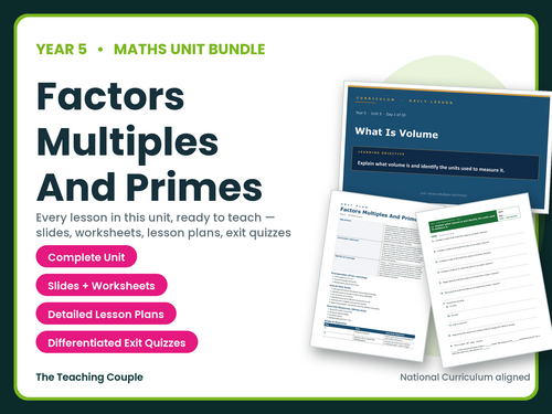 Year 5 Factors Multiples Primes | Maths Unit | 10 Lessons | KS2