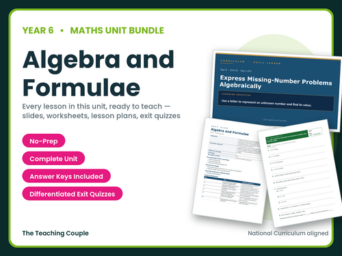 Year 6 Algebra and Formulae | Complete Maths Unit | 6 Lessons + Answers | KS2