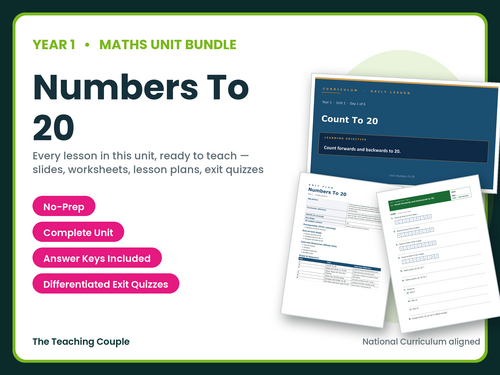 Year 1 Numbers to 20 | Complete Maths Unit | 6 Lessons + Answers | KS1