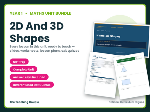 Year 1 Shapes | Complete Maths Unit | 5 Lessons + Answers | KS1