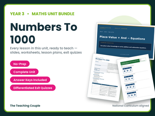 Year 3 Numbers to 1000 | Complete Maths Unit | 12 Lessons + Answers | KS2