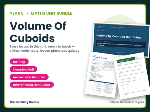 Year 6 Volume of Cuboids | Complete Maths Unit | 6 Lessons + Answers | KS2