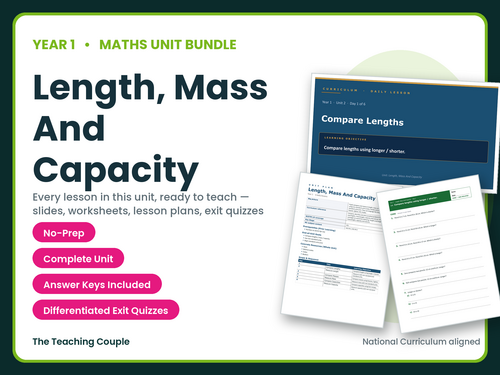 Year 1 Length, Mass and Capacity | Maths Unit | 6 Lessons | KS1