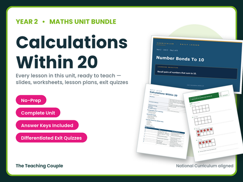 Year 2 Calculations Within 20 | Complete Maths Unit | 8 Lessons + Answers | KS1