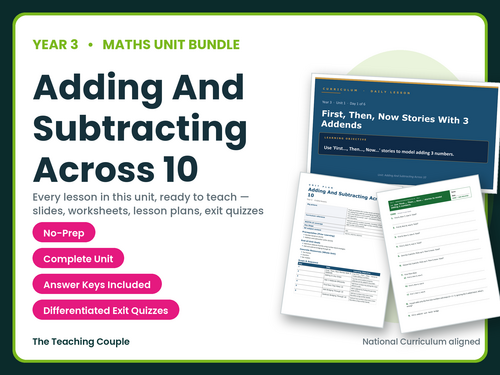 Year 3 Adding and Subtracting Across 10 | Maths Unit | 6 Lessons | KS2