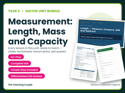 Year 3 Measurement: Length, Mass and Capacity | Maths Unit | 6 Lessons | KS2
