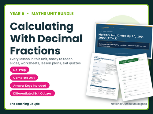 Year 5 Calculating With Decimal Fractions | Maths Unit | 10 Lessons | KS2
